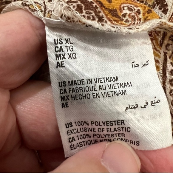 INC XL Floral Paisley Bohemian Long Sleeve Flowy Secretary Blouse Semi Sheer B2 - Picture 5 of 6